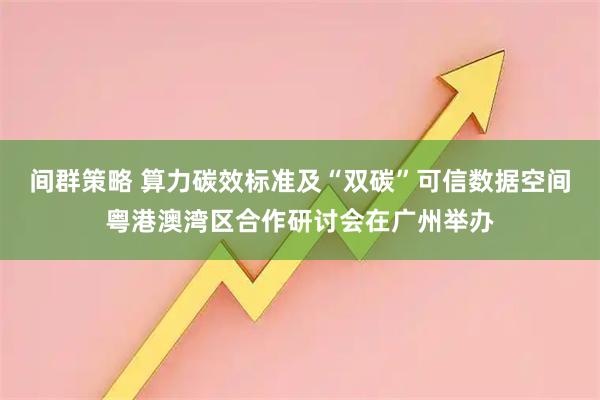 间群策略 算力碳效标准及“双碳”可信数据空间粤港澳湾区合作研讨会在广州举办